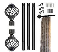 Extendable Curtain Rod - 30-90 Inch Telescopic Drapery Pole, Adjustable Metal Curtain Pole with Decorative Finials, Silent Heavy Duty Telescoping Rod for Bedroom, Living Room, Bathroom, Dorm & Hotel
