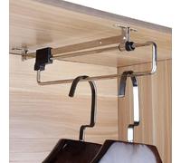 Extendable Pull Out Closet Rod - Wardrobe Pull-Out Trousers Rack Adjustable Hanger Rail In Steel, Household Space-Saving Pants Storage Artifact Accessories(35cm)