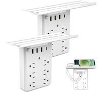 Extender da parete con luce notturna, 9-in-1 Electrical Smart Devices Charging Shelf Multi Plug Power Socket Expander Essentials Gadgets with Night light for Home Dorm Bathroom