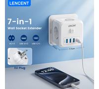 Extender per presa a muro sencent con 3 prese ca 3 porte USB e 1 tipo C 7-in-1 caricatore per spina ue interruttore On/Off per la casa