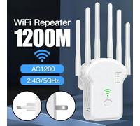 Extender WiFi 1200Mbps Ripetitore di segnale WiFi Dual Band 2.4G/5G Amplificatore di segnale esterno con porta Ethernet 360 Copertura completa 2.4G 300M Black