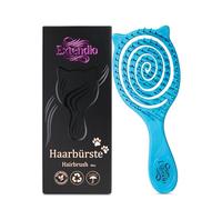 EXTENDIO Spazzola Nera Mini Districante Professionale - Leggera, Curva ed Ergonomica - Per Capelli Lunghi, Ricci o Fini, Senza Tirare, Ideale per Uso Quotidiano - Colore Nero (Blu)