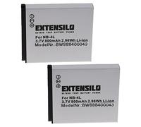 EXTENSILO 2x batteria compatibile con Canon Digital Ixus 70, 30, 75, 60, 65, 255 HS, 40, 50, i7, 80 is, 55, 82 fotocamera (800mAh, 3,7V, Li-Ion)