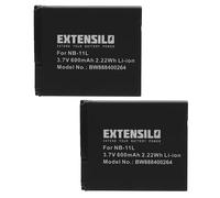 EXTENSILO 2x batteria compatibile con Canon IXUS 140, 145, 150, 155, 160, 165, 147, 157 fotocamera digitale DSLR (600mAh, 3,7V, Li-Ion)