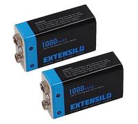 EXTENSILO 2x batteria da 9V compatibile con diversi dispositivi (1000mAh, 9V, Li-Ion), ricaricabile, ready-to-use, con porta Micro USB