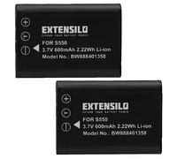 EXTENSILO 2x batteria sostituisce Ricoh DB-80 per fotocamera (600mAh, 3,7V, Li-Ion)