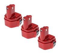 EXTENSILO 3x batteria compatibile con Makita 6980FDWDE, 8270D, 8270DWAE, 8270DWALE, 6980FDWAE, 6980FDZ utensile (3300 mAh, NiMH, 12 V)