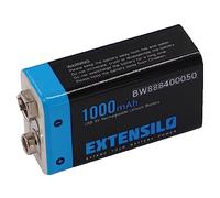 EXTENSILO batteria da 9V compatibile con diversi dispositivi (1000mAh, 9V, Li-Ion), ricaricabile, ready-to-use, con porta Micro USB