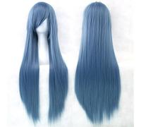 Extension 31.5" 80cm Women's Cosplay Wig Hair Long Straight Hair with Wig + Wig Cap mint green(Army blue)