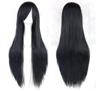 Extension 31.5" 80cm Women's Cosplay Wig Hair Long Straight Hair with Wig + Wig Cap mint green(Black)