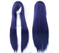 Extension 31.5" 80cm Women's Cosplay Wig Hair Long Straight Hair with Wig + Wig Cap mint green(Dark blue)