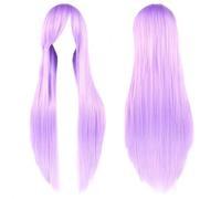Extension 31.5" 80cm Women's Cosplay Wig Hair Long Straight Hair with Wig + Wig Cap mint green(Light purple)