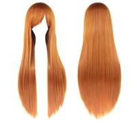 Extension 31.5" 80cm Women's Cosplay Wig Hair Long Straight Hair with Wig + Wig Cap mint green(Orange)