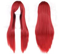 Extension 31.5" 80cm Women's Cosplay Wig Hair Long Straight Hair with Wig + Wig Cap mint green(Red)