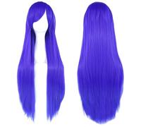 Extension 31.5" 80cm Women's Cosplay Wig Hair Long Straight Hair with Wig + Wig Cap mint green(Royal blue)