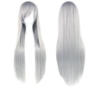 Extension 31.5" 80cm Women's Cosplay Wig Hair Long Straight Hair with Wig + Wig Cap mint green(Smoke gary)