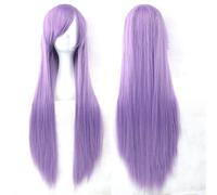 Extension 31.5" 80cm Women's Cosplay Wig Hair Long Straight Hair with Wig + Wig Cap mint green(Violet)