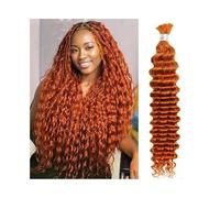 Extension #350 Capelli umani color arancio for trecce sfusi da 16-24 pollici 50G Trecce boho con onde profonde Capelli sfusi Capelli Intrecci(1 Bundle 18 inch)