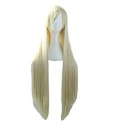 Extension 40" 100 Fashion Women's Cosplay Hair Wig Long Straight Hair Heat Resistant Costume Party Full Wigs(Light Blonde)