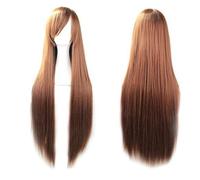 Extension 40" 100 Fashion Women's Cosplay Hair Wig Long Straight Hair Heat Resistant Costume Party Full Wigs(Brown)