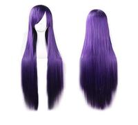 Extension 40" 100 Fashion Women's Cosplay Hair Wig Long Straight Hair Heat Resistant Costume Party Full Wigs(Purple)