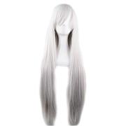 Extension 40" 100 Fashion Women's Cosplay Hair Wig Long Straight Hair Heat Resistant Costume Party Full Wigs(Silver)