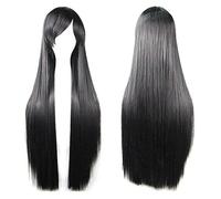 Extension 40" 100 Fashion Women's Cosplay Hair Wig Long Straight Hair Heat Resistant Costume Party Full Wigs(Black)