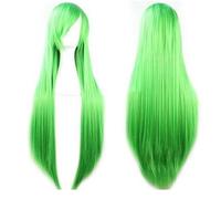 Extension 40" 100 Fashion Women's Cosplay Hair Wig Long Straight Hair Heat Resistant Costume Party Full Wigs(Grass green)