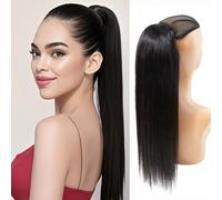 Extension a coda di cavallo, 100% veri capelli umani, morbidi, lisci e avvolgenti, con clip (35,6 cm)