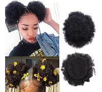 Extension a coda di cavallo afro da 20,3 cm, colore nero, con coulisse, capelli corti e ricci, sintetici, con clip, per donne e ragazze (1 pezzo)