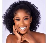 Extension a coda di cavallo afro riccia con coulisse, per donne nere, sintetiche, corte, afro, ricci, con due clip (1#)