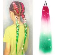 Extension a coda di cavallo arcobaleno con elastico per capelli, 1 confezione da 100 g, extension colorate per trecce, 66 cm, capelli sintetici colorati ombré, per ragazze e donne (#3-1)