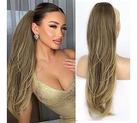 Extension a coda di cavallo con coulisse, lunghezza 66 cm, capelli sintetici lisci naturali ondulati, per donne e ragazze, uso quotidiano