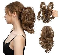 Extension a coda di cavallo corte con clip, fai da te, in metallo, piegabili, per chignon, ondulati, ricci, sintetici, biondo freddo