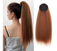 Extension a coda di cavallo dritta, afro yaki, 66 cm, con coulisse, sintetica, naturale, morbida, senza cuciture, soffice, coda di cavallo alta (30#)