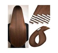 Extension adesive per capelli umani con nastro, #4, castano cioccolato, Remy, sikly lisci, 20 pezzi, 50 g, trama pelle senza cuciture, capelli invisibili (66 cm)