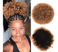 Extension afro a coda di cavallo con coulisse, per donne nere, capelli corti e ricci, capelli sintetici naturali con clip, marrone