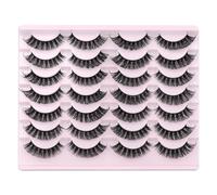 Extension artificiali soffici ricci a D, fatte a mano, morbide, riutilizzabili, confezione da 14 paia, extension classiche. 15 16 mm (rosa, taglia unica)