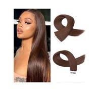 Extension Biadesivo Nastro nelle estensioni dei capelli Capelli umani Remy 20 pezzi 50 grammi dritto senza cuciture in trama di pelle # 4 Marrone cioccolato Capelli invisibili(14 inches)