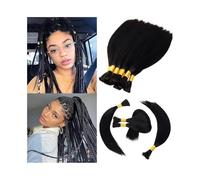 Extension Brasiliano Capelli Umani Lisci Sfusi for Treccia Jet Nero Remy Extension Capelli Senza Trama Capelli Intrecci(20 Inch)