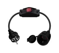 Extension Cable with Switch 16A 250V Short Power Extension Cord, Short Cable 2 AC Socket IP44 for Outdoor or Indoor Use, Home, Office (0.5)