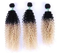 Extension Capelli 3 Hair Bundles Synthetic High Temperature Fiber Curly Hair Kinky Curly Hair Weave synthetic Curly wavy Hair Extensions for Women Extension Capelli Veri Tessitura(T1B/613,16 18 20 inc