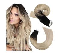 Extension Capelli Biadesivo Extension for capelli biondi Capelli umani da nero ombre a biondo cenere Mix con nastro biondo platino nelle extension Nastro dritto Remy for capelli umani in 12-24 pollici