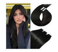 Extension Capelli Biadesivo Nastro for estensioni dei capelli in nastro vergine nero da 16-26 pollici nelle estensioni dei capelli Nastro iniettato nelle estensioni Colore 1 Jet Black Trama di pelle s