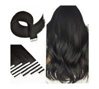 Extension Capelli Biadesivo Nastro nelle estensioni dei capelli Capelli umani Nastro senza cuciture nelle estensioni da 14-26 pollici Colore nero intenso 1 Nastro invisibile dritto nei capelli umani n