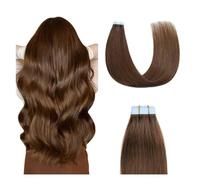 Extension Capelli Biadesivo Nastro nelle estensioni dei capelli Capelli veri Remy Castano cioccolato Nastro in trama di pelle liscia senza cuciture nelle estensioni dei capelli umani Estremità spessa