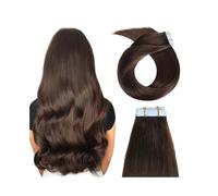 Extension Capelli Biadesivo Nastro nelle estensioni dei capelli umani # 2 Nastro adesivo diritto setoso invisibile for capelli Remy brasiliani castano scuro nelle estensioni dei capelli 20 pezzi 50G E