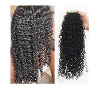 Extension Capelli Biadesivo Nastro nelle estensioni dei capelli umani Donne nere Trama della pelle ondulata profonda Nastro nero naturale nelle estensioni dei capelli Nastro riccio invisibile senza cu