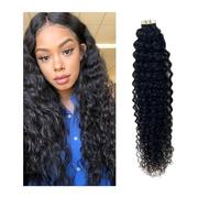 Extension Capelli Biadesivo Nastro riccio nero naturale nelle estensioni dei capelli umani Nastro for capelli ricci Jerry a onde profonde nelle estensioni Estensione dei capelli con trama di pelle in