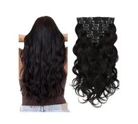 Extension Capelli Body Wave Clip in Hair Extensions, Real Human in 8Pcs with 20Clips Curly Natural Black Full Head In Invisibili(26inches)